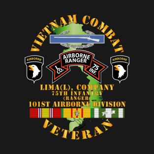Vietnam Combat Vet - L Co 75th Infantry (Ranger) - 101st Airborne Div SSI T-Shirt