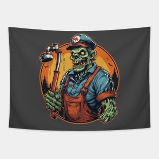 Zombie plumber handyman Halloween gift for him Tapestry