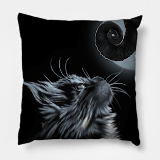 Cat and Chameleon Tail in Moonlight Pillow