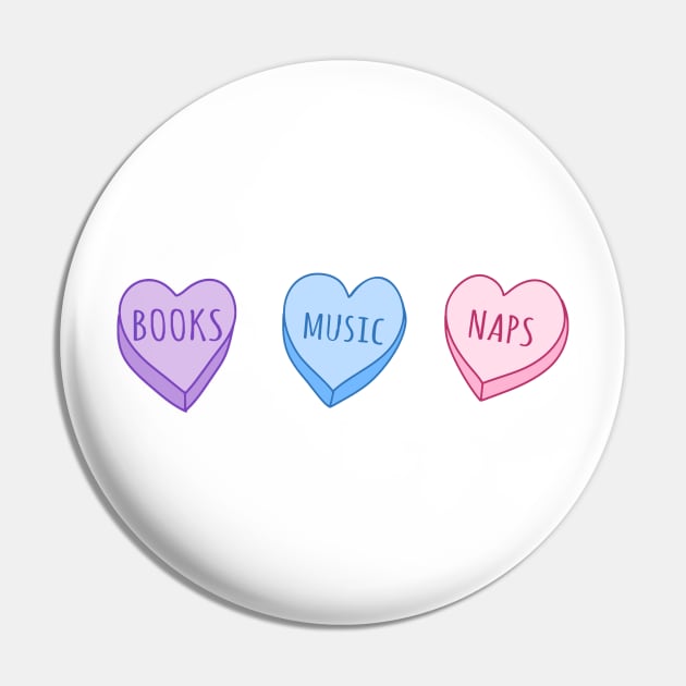 I love Books, Music & Naps Pin by FandomizedRose