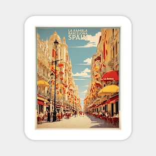 La Rambla Barcelona Spain Travel Tourism Retro Vintage Magnet