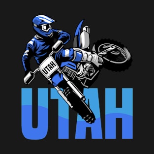 Utah Shape Dirt Motorcycle | Used Look Motorcycle Utah | Vintage USA State T-Shirt