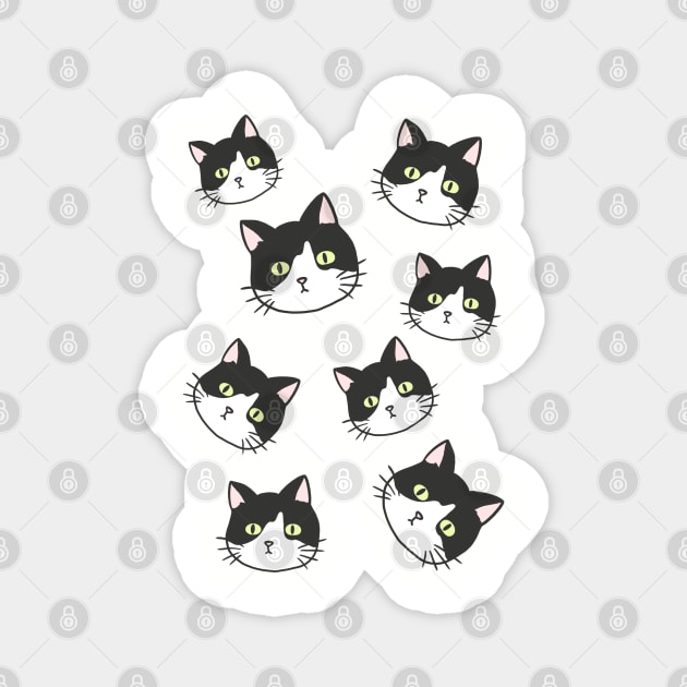 Black & White Cat Cat Cat Magnet by Marinaaa010