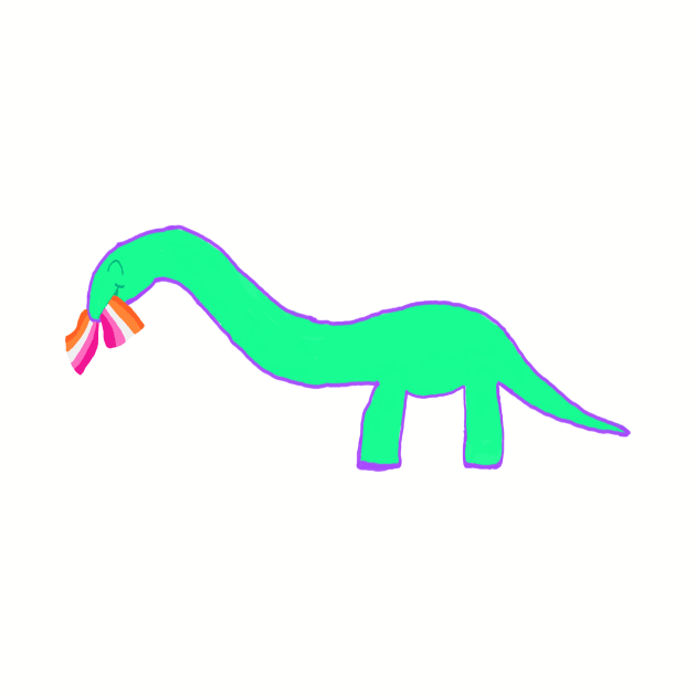 Lesbian Longneck dinosaur with pride flag by system51