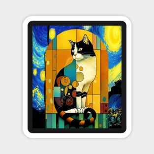 Van Gogh Starry Night Cat, izzy's kitty Gustav Klimt Fit Magnet