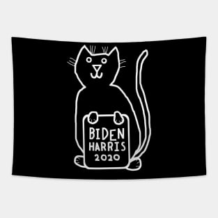 Whiteline Cute Cat with Biden Harris Sign Tapestry