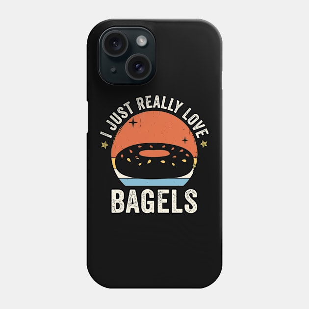 I Just Really Love Bagels 80s Retro Vintage Sunset Gift Idea Phone Case by Lyume