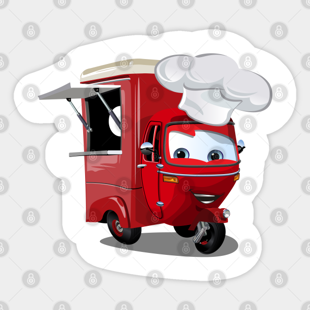 Cartoon food truck scooter - Cartoon Scooter - Sticker | TeePublic Cartoon food truck scooter - Cartoon Scooter - Sticker | TeePublic