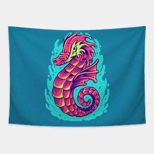 Vibrant Seahorse illustration Tapestry