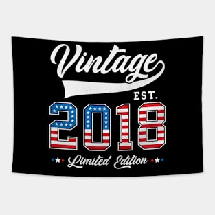 5th Birthday Patriotic Vintage 2018 USA Flag 4th of July Tapestry