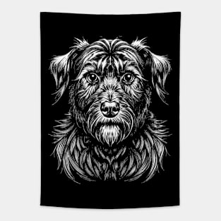 Affenpinscher dog portrait black and white affie art Tapestry