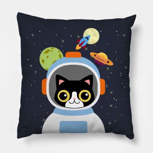 Happy Catstronaut Pillow by leBoosh-Designs