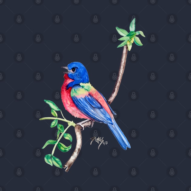 Watercolor Painted Bunting by ptowndanig