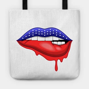 American Flag Biting Lips Tote