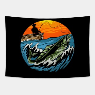 sunset fishing Tapestry