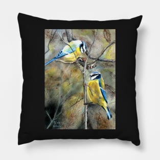 Blue-tits in the garden Pillow