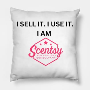 i sell it i use it, scentsy consultant sticker Pillow