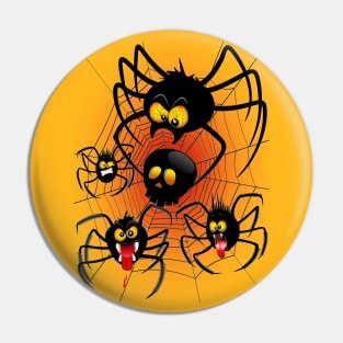 Halloween Spiders Cartoon Pin