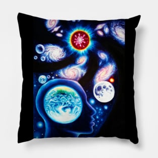 A human being and his toughts about the universe Pillow