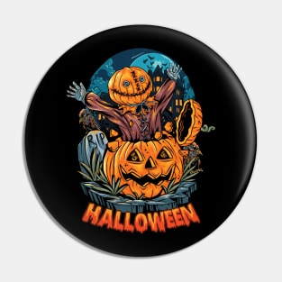 Scary Orange Pumpkin Hallowe'en Son From Father Graphic Pin