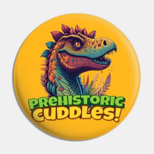 Prehistoric Cuddles cartoon art Pin