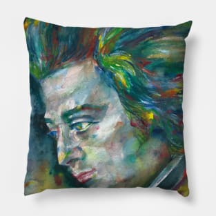 WOLFGANG AMADEUS MOZART watercolor portrait.1 Pillow