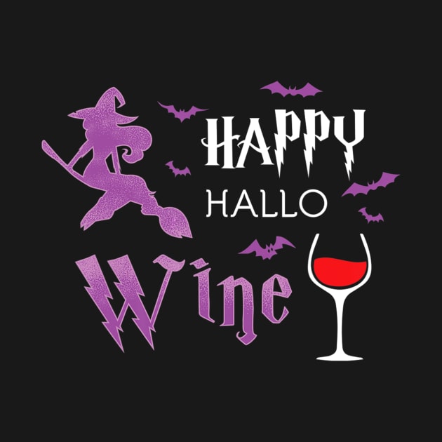 Broomstick Witch Happy Hallo Wine Halloween Gifts for Women by klausgaiser