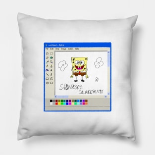 SpongeBob SquarePants ms paint drawing Pillow