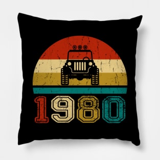 Vintage Jeep 1980 Birthday Jeep Gift Pillow