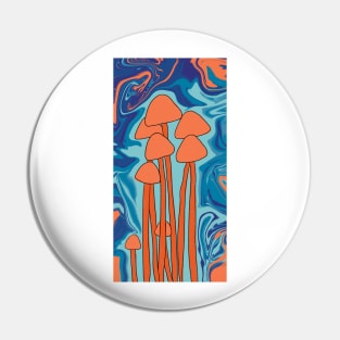 Groovy Orange Mushroom Family Pin