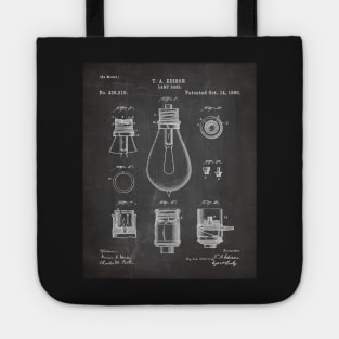 Edison Lamp Patent - New Homeowner Housewarming Décor Art - Black Chalkboard Tote