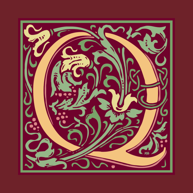 William Morris Vintage Letter Q by MatchbookGraphics