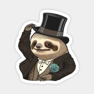 Sloth Funny Top Hat Magnet