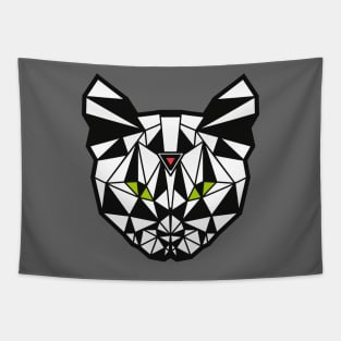 Black and White Geometric Cat Tapestry