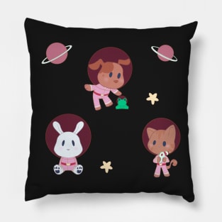 Baby Astronaut Animals in Pink Space Suits Pillow