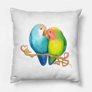 Pastel Lovebirds Pillow