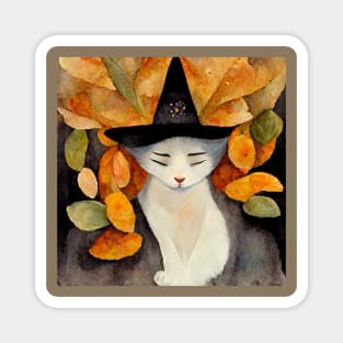 Cat in Hat, autumn moods Magnet