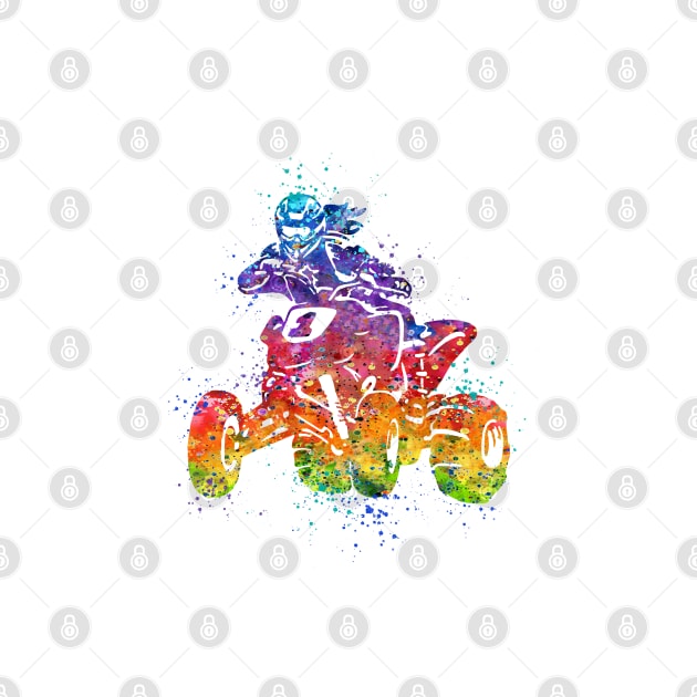 Four Wheeler Riding Girl Watercolor Silhouette by LotusGifts