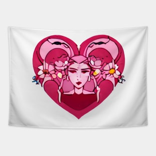 Anime Heart Portrait  (Valentines Special) Tapestry