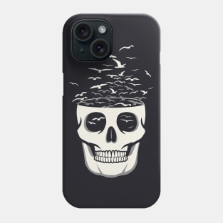 Skull art with birds Phone Case