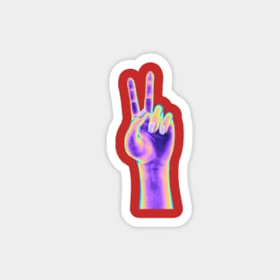 Peace Sign Hand Purple Magnet