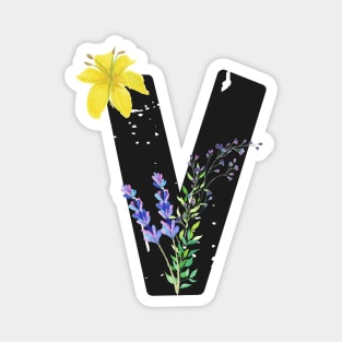 Letter V - Botanical English Alphabet, Name Initial Magnet