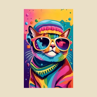 Rainbow Style Cat T-Shirt