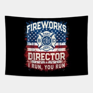 USA Flag FIREWORKS DIRECTOR Safety Tech Tech Boom Squad Tapestry