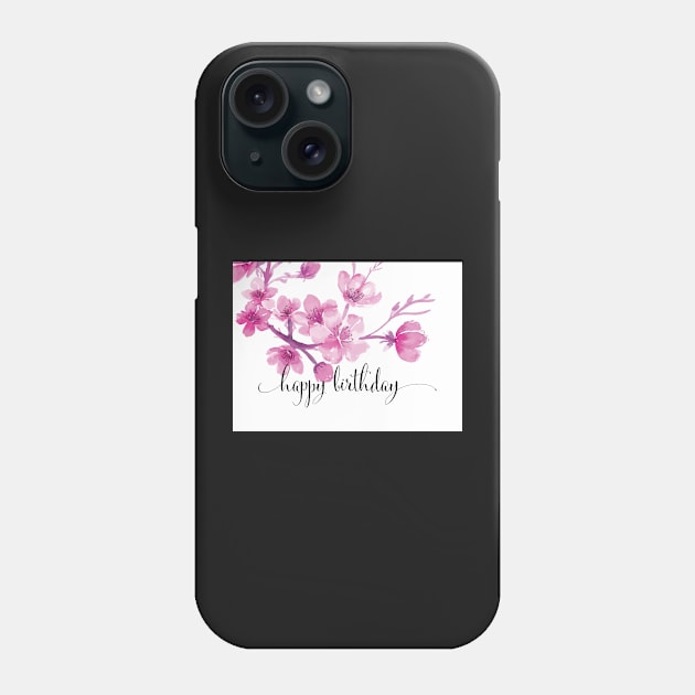 Watercolor Blossoms Floral Birthday Card | Greeting Card Phone Case by Harpleydesign