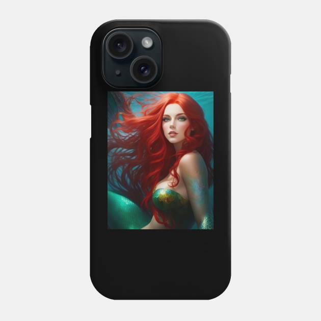 Emerald, Green Eyes Mermaid Phone Case by MGRCLimon