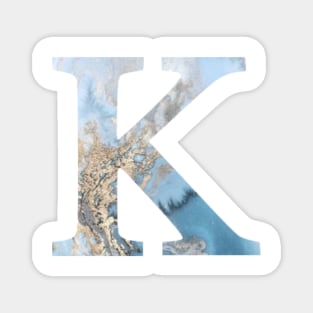 The Letter K Blue Marble Design Magnet