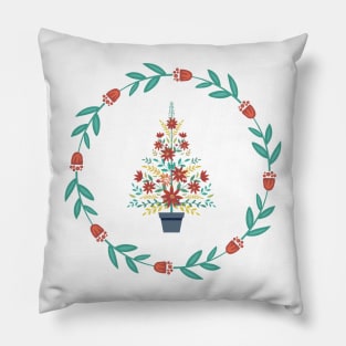 Retro Poinsettia Ornament Pillow