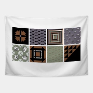 Winter Farmhouse Quilt Blocks Tapestry