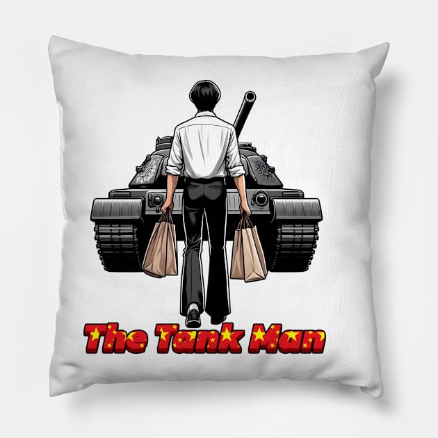 Tank Man Pillow by Rawlifegraphic